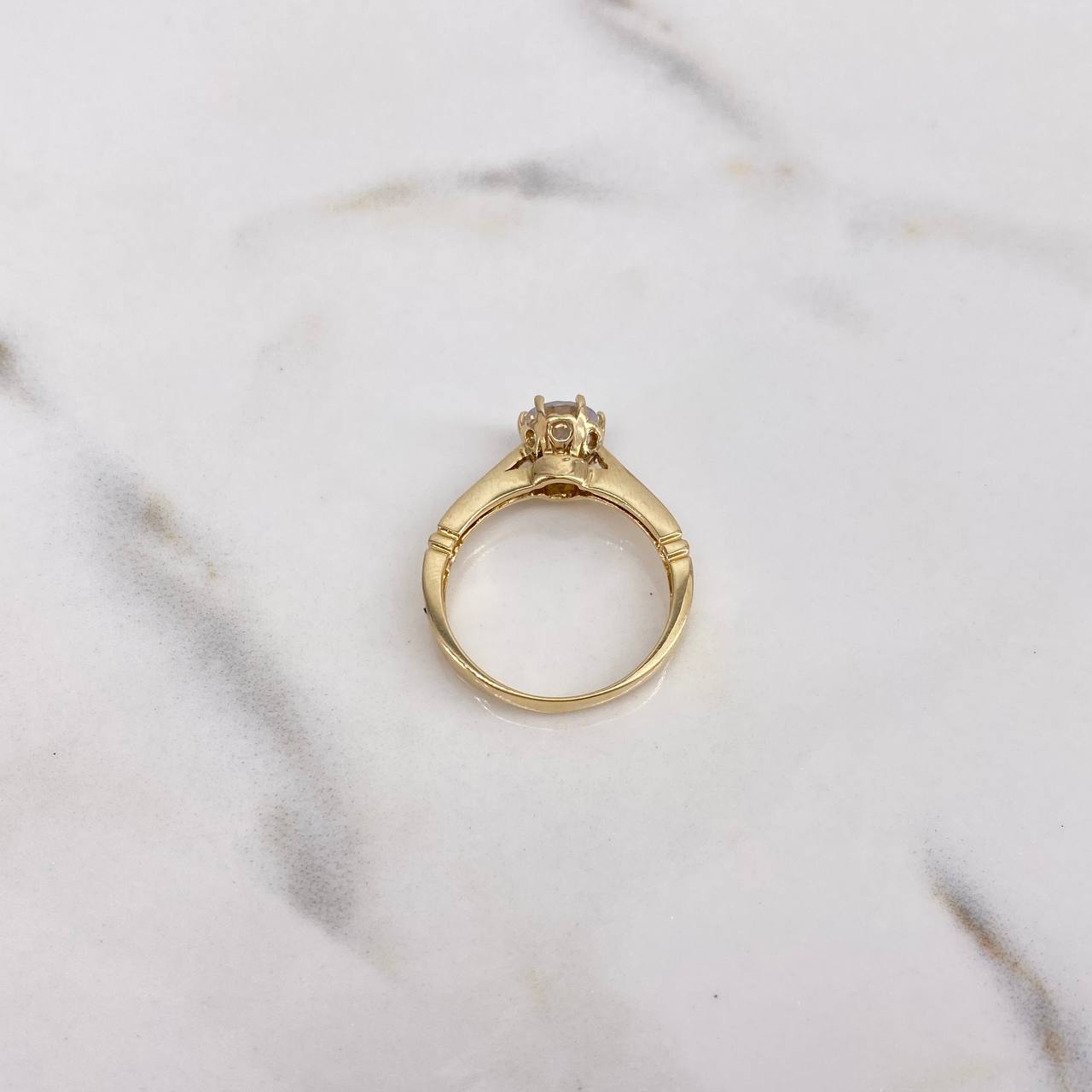 Anillo Solitario 3.35gr / T6 3/4 / Circones Blancos Dos Oros Amarillo Blanco 18K &