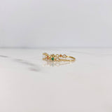 Anillo Solitario 1.2gr / T5 1/4 / Corazones Circones Verdes Naranjas Blanco Oro Amarillo 18K &
