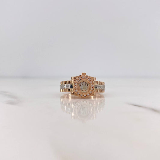 Anillo Correa Corona RX 5.7gr / T7 / Circones Blancos Dos Oros Blanco Rosa 18K &