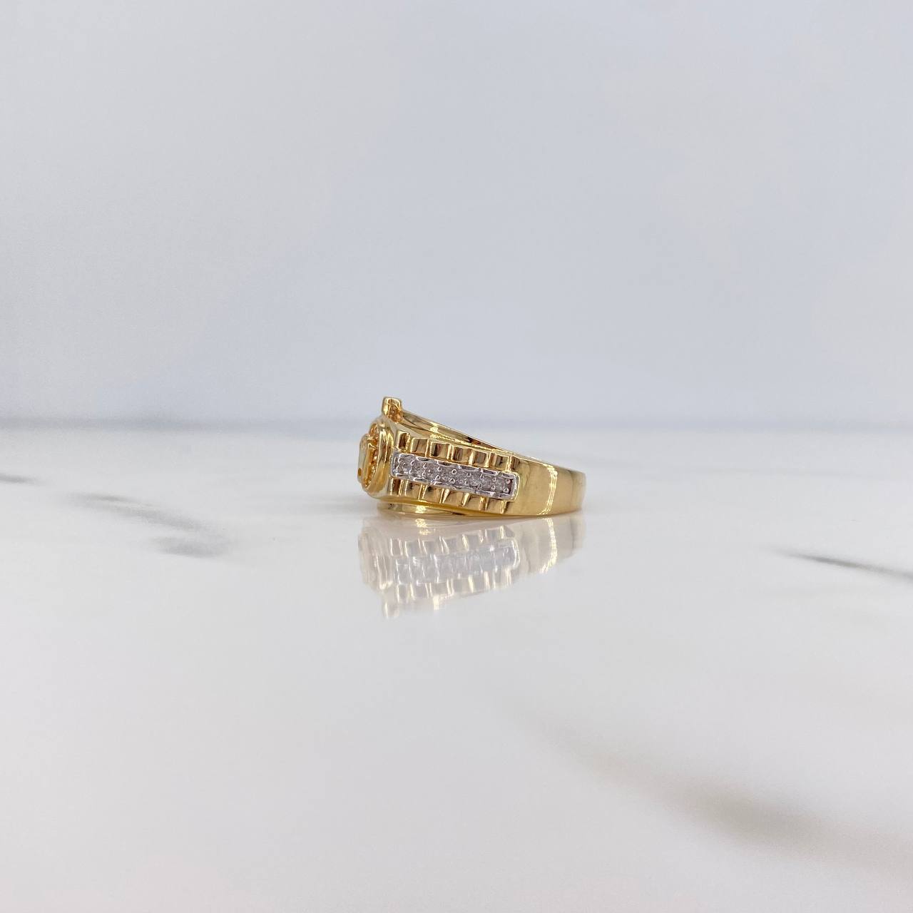 Anillo Correa Corona RX 4.4gr / T7 / Circones Blancos Dos Oros Amarillo Blanco 18K &