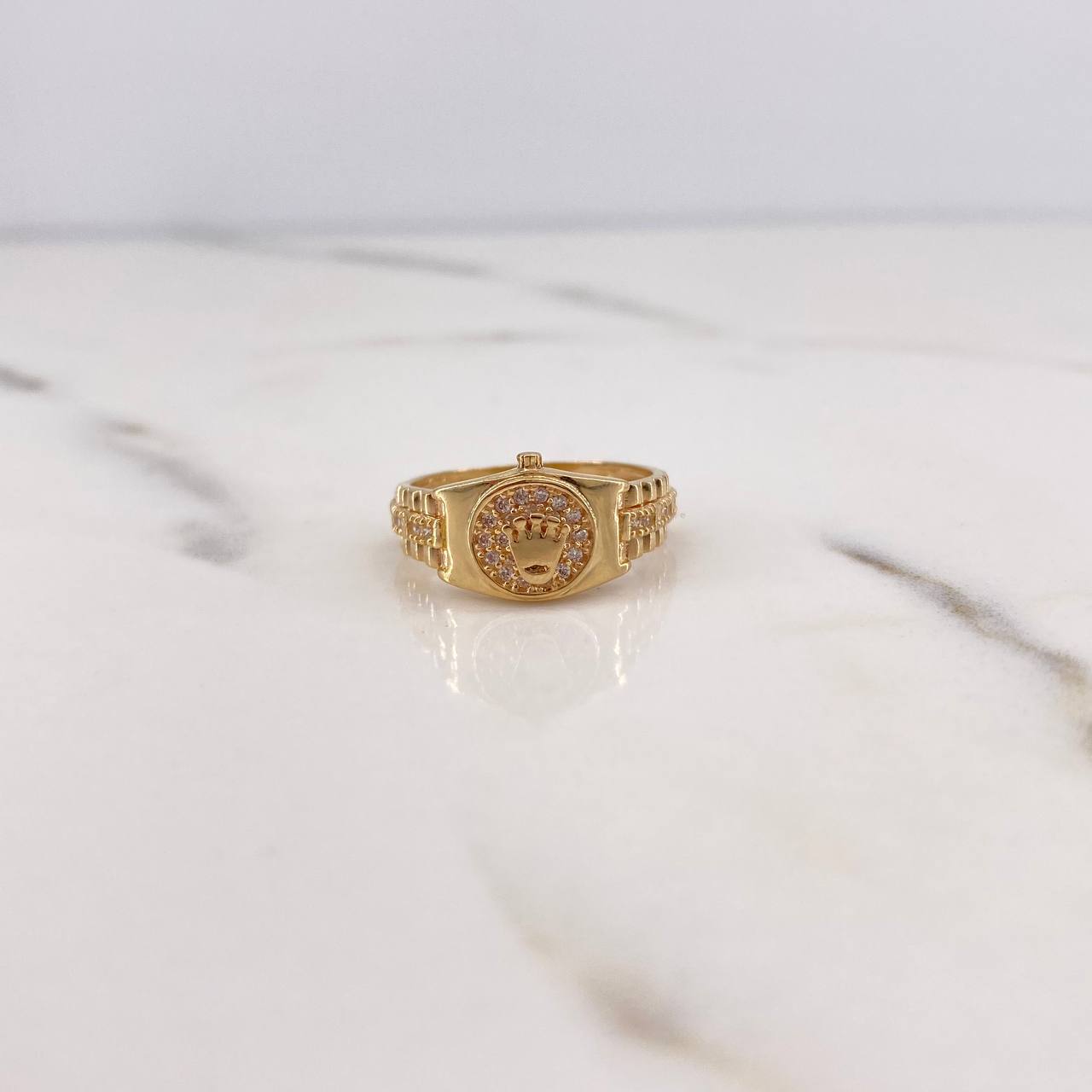 Anillo Correa Corona RX 3.65gr / T6 / Circones Blancos Oro Amarillo 18K &