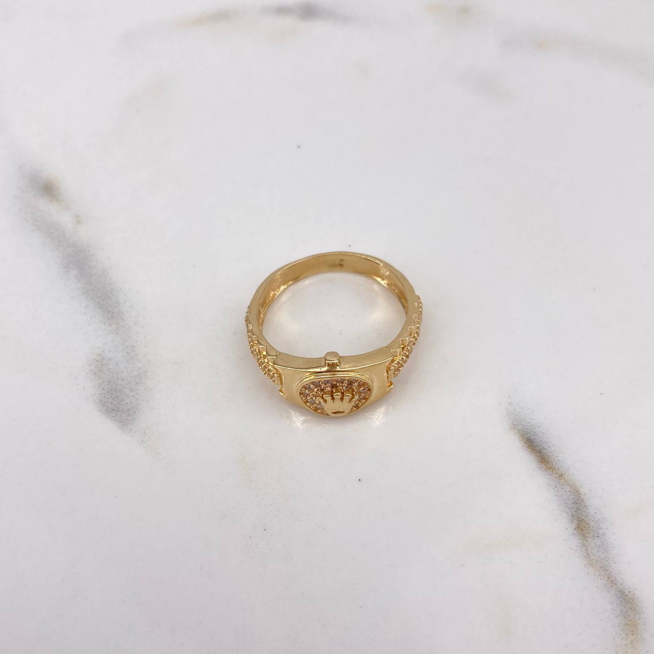 Anillo Correa Corona RX 3.65gr / T6 / Circones Blancos Oro Amarillo 18K &