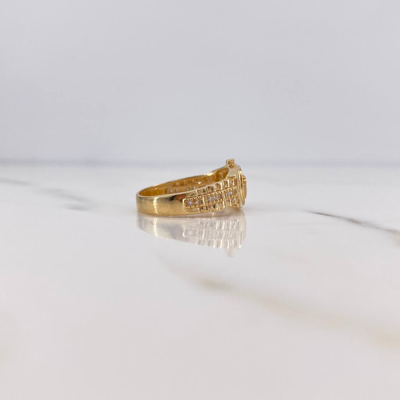 Anillo Correa Corona RX 3.65gr / T6 / Circones Blancos Oro Amarillo 18K &