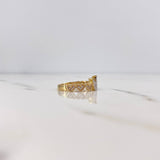 Anillo Corona Corazones 2.75gr / T7 / Circones Blancos Dos Oros Amarillo Blanco 18K &
