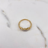 Anillo Corona Corazones 2.75gr / T7 / Circones Blancos Dos Oros Amarillo Blanco 18K &