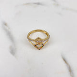 Anillo Rombos 2.7gr / T6 1/4 / Circones Colores Dos Oros Amarillo Blanco 18K &