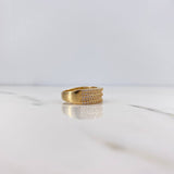 Anillo Rustica Lineas 6.25gr / T7 1/2 / Circones Blancos Oro Amarillo 18K &