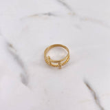 Anillo Cruces 2.95gr / T7 / Circones Blancos Oro Amarillo 18K &