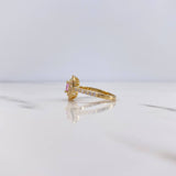 Anillo Halo Cuadrado 3.75gr / T6 1/4 / Circones Rosado Blancos Oro Amarillo 18K &