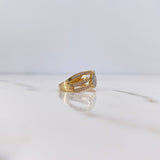 Anillo Lineas Corazones 3.7gr / T7 1/4 / Circones Blancos Dos Oros Amarillo Blanco 18K &