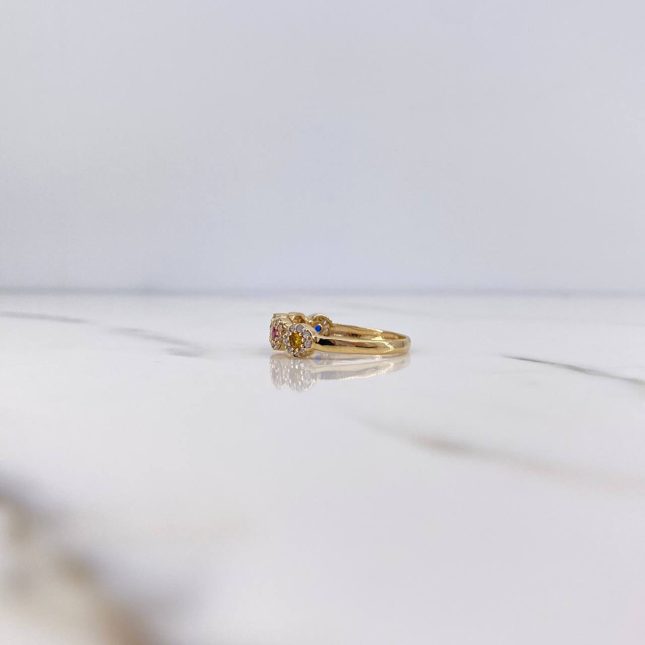 Anillo Tupido 2.1gr / T6 1/4 / Circones Colores Oro Amarillo 18K &