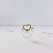Anillo Silueta Corazon 1.5gr / T7 1/2 / Circones Verdes Blancos Oro Amarillo 18K &