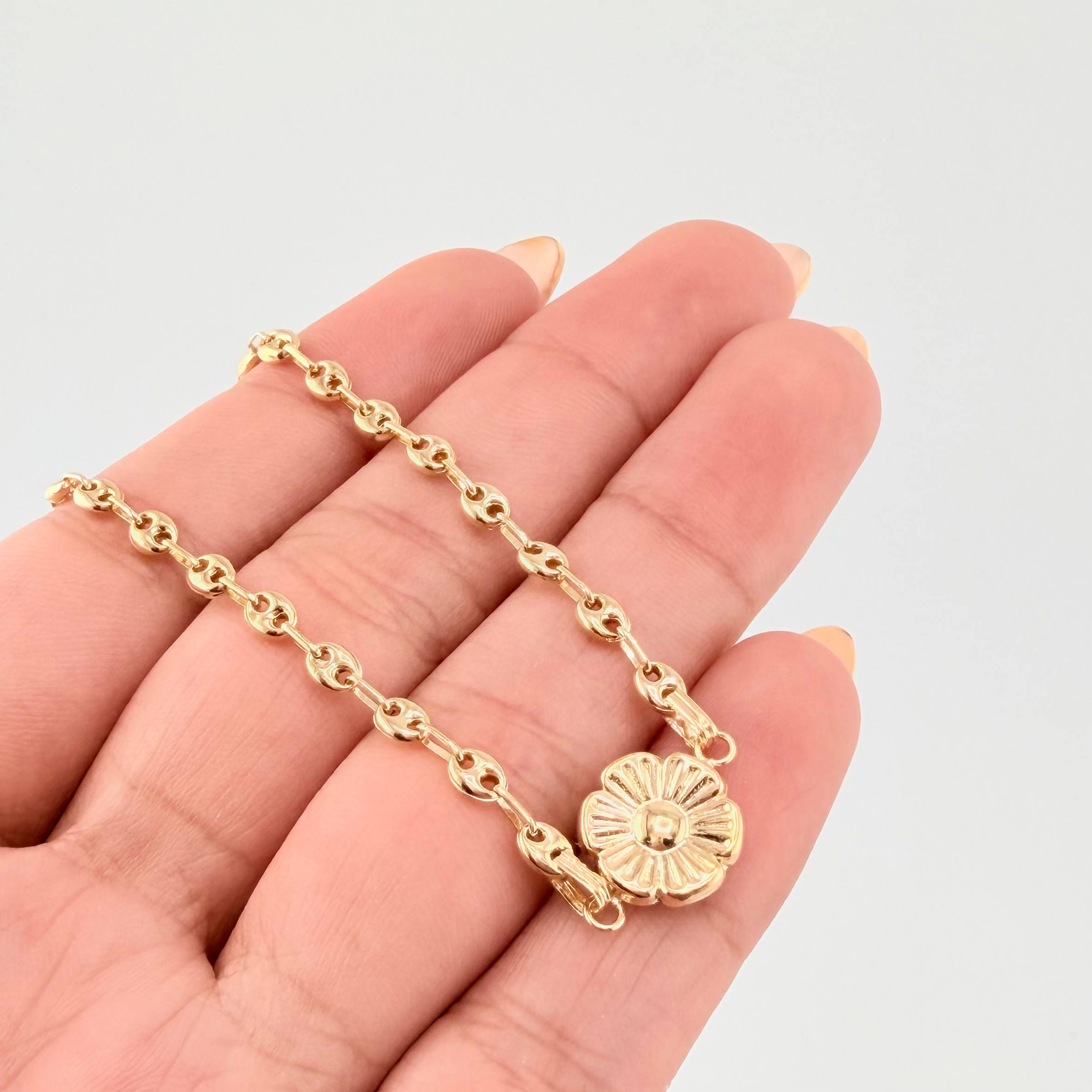 Pulso GC Herraje Flor 2.45gr / 18cm / 3.2mm Oro Amarillo 18K