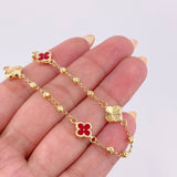 Pulso Trebol Espiga Diamantado 3.5gr / 18.5cm / 3mm Oro Amarillo 18K