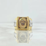 Anillo Pergamino Sello Corona Rx 7.9gr / T10  / Dos Oros Amarillo Blanco 18K