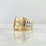 Anillo Pergamino Sello Corona Rx 7.9gr / T10  / Dos Oros Amarillo Blanco 18K