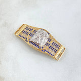 Herraje Cinturon Rostro de Jesús 6.95gr / 1.6cm-3.7cm / Circones Blancos Azules Dos Oros Amarillo Blanco 18K ©