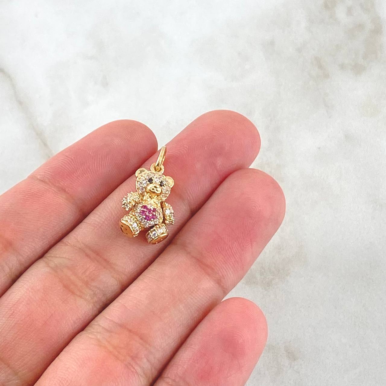 Dije Oso Articulado Flor 2.7gr / 2cm / Oro 18K