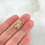 Dije Oso Articulado 2.55gr / 2cm / Circones Blancos Negros Oro Amarillo 18K