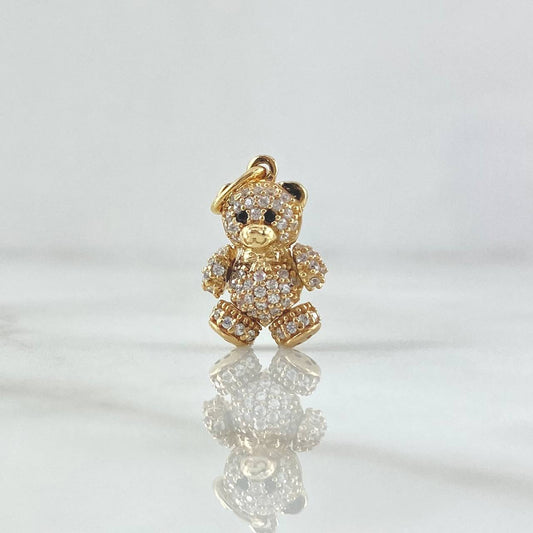 Dije Oso Articulado 2.55gr / 2cm / Circones Blancos Negros Oro Amarillo 18K
