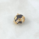 Herraje Cabeza Pantera 3gr / 1.4cm / Circones Blancos Negros Verde Oro Amarillo 18K ©