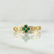 Anillo Flor Eslabones Fijos 2.15gr / T7 3/4 / Circones Verdes Oro Amarillo 18K