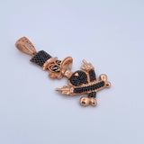 Dije Pato Sombrero 12.05gr / 5.6cm / Circones Negros Blancos Dos Oros Negro Rosa 18K $