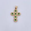 Dije Cruz Tupida 4.95gr / 3.8cm / Circones Verdes Blancos Oro Amarillo 18K $