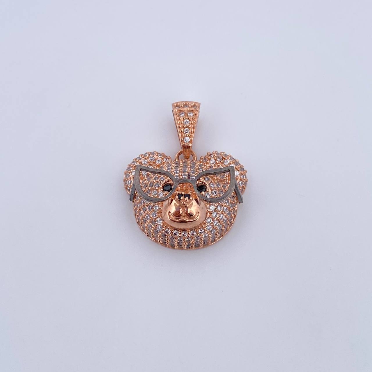 Dije Oso Anteojos 9.35gr / 3.1cm / Circones Negros Blancos Dos Oros Negro Rosa 18K $