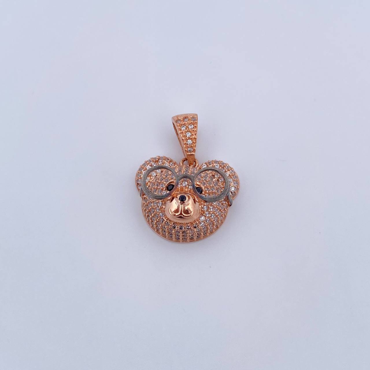 Dije Oso Anteojos 5.4gr / 2.6cm / Circones Negros Blancos Dos Oros Negro Rosa 18K $