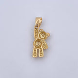 Dije Oso 3.4gr / 3cm / Circones Negros Blancos Oro Amarillo 18K $
