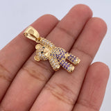 Dije Oso Overol 3.65gr / 3cm / Circones Negros Morado Blancos Oro Amarillo 18K $