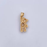 Dije Oso Overol 3.65gr / 3cm / Circones Negros Morado Blancos Oro Amarillo 18K $