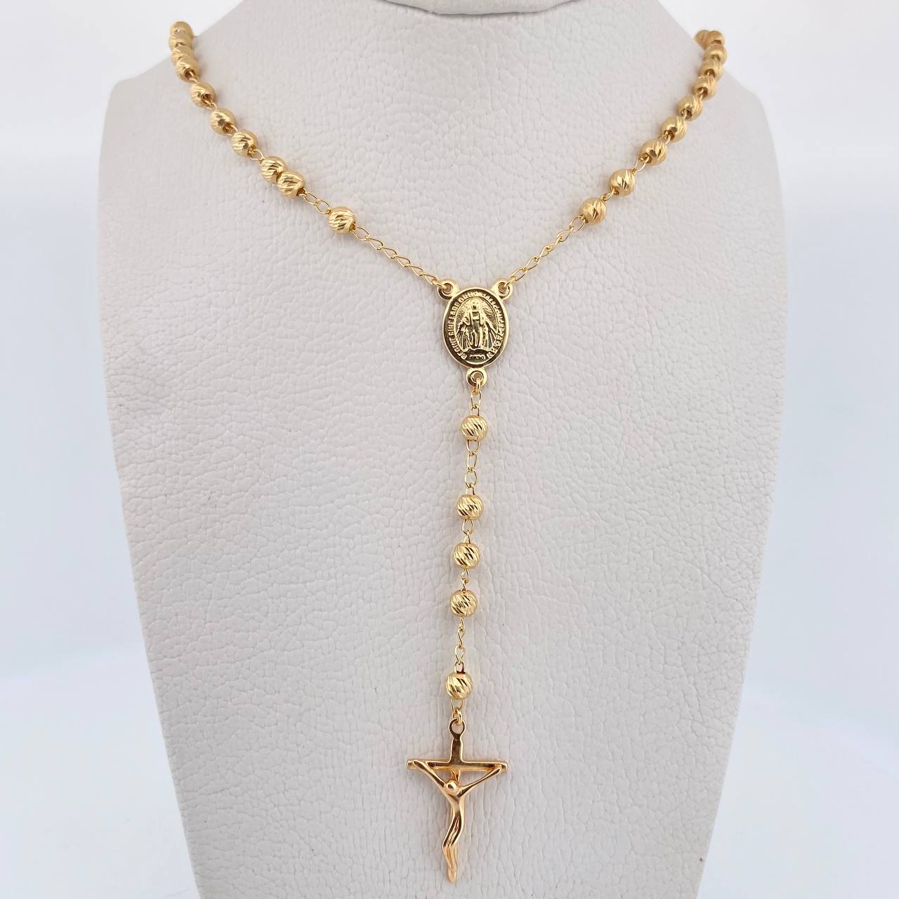 Rosario Virgen Milagrosa 10.9gr / 56.4cm / 4mm Diamantada Oro Amarillo 18K $