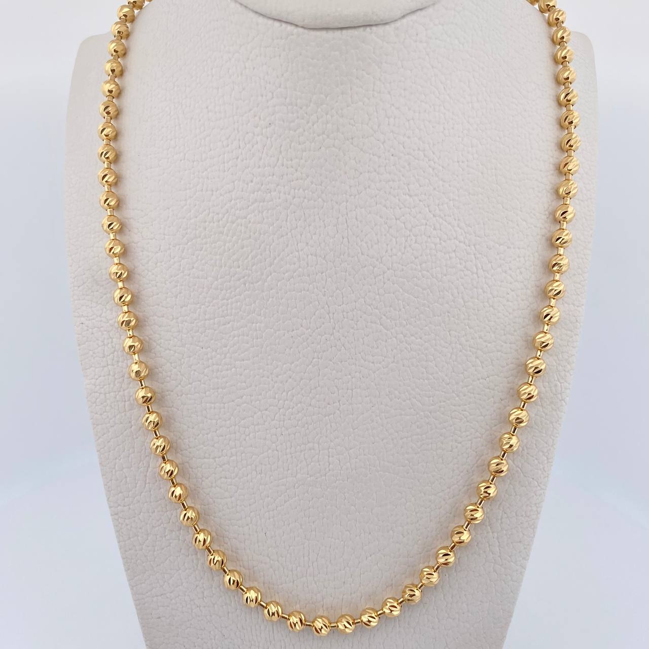 Cadena Militar 25.6gr / 59.5cm / 4mm Bolas Diamantadas Oro Amarillo 18K $