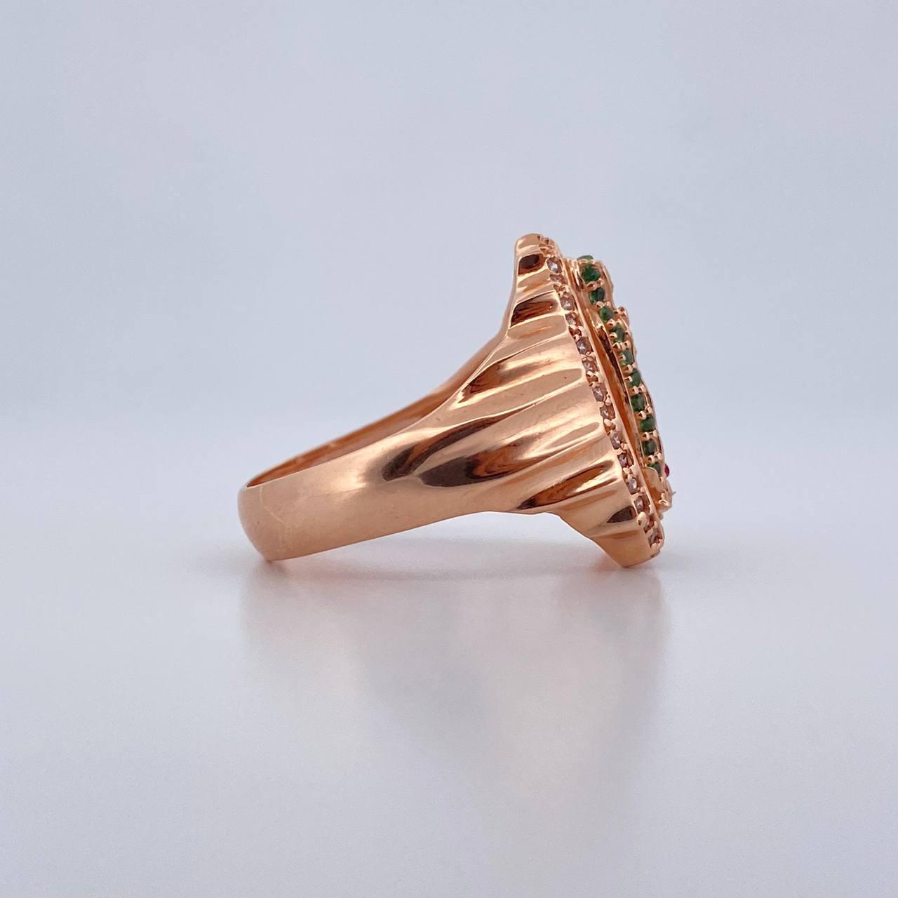 Anillo Virgen Guadalupe 6.7gr / T7 1/4 / Circones Blancos Verdes Fucsias Oro Rosa 18K $