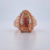 Anillo Virgen Guadalupe 6.7gr / T7 1/4 / Circones Blancos Verdes Fucsias Oro Rosa 18K $