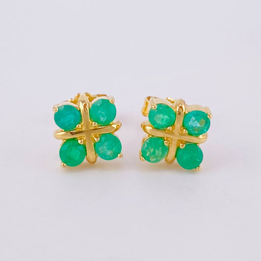 Topos Flor Regalo Esmeraldas 72pts 2.3gr / Oro Amarillo 18K