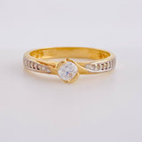 Anillo solitario entrelazado 2.85g / T7 3/4 Dos Oros Amarillo Blanco 18K