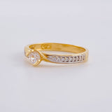 Anillo solitario entrelazado 2.85g / T7 3/4 Dos Oros Amarillo Blanco 18K