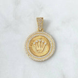 Dije Medalla Corona RX 5.9gr / 3.3cm / Circones Blancos Oro Amarillo 18K *