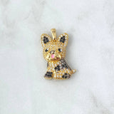 Dije Bulldog Frances 4.15gr / 2.7cm / Circones Blancos Y Negros Oro Amarillo 18K *
