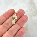 Dije San Judas Tadeo 1.55gr / 2.8cm / Circones Blancos Y Verdes Dos Oros Negro Amarillo 18K