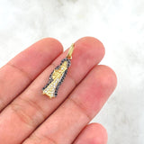 Dije Santa Muerte 1.35gr / 2.8cm / Circones Blancos Negros Oro Amarillo 18K