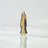 Dije Santa Muerte 1.35gr / 2.8cm / Circones Blancos Negros Oro Amarillo 18K