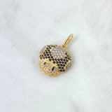 Dije Hongo Animado 2.05gr / 2.2cm / Circones Blancos Y Negros Oro Amarillo 18K