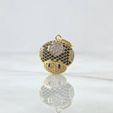 Dije Hongo Animado 2.05gr / 2.2cm / Circones Blancos Y Negros Oro Amarillo 18K