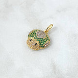 Dije Hongo Animado 2.3gr / 2.2cm / Circones Blancos Verdes Y Negros Oro Amarillo 18K