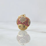 Dije Hongo Animado 2.25gr / 2.2cm / Circones Blancos Negros Y Fucsias Oro Amarillo 18K
