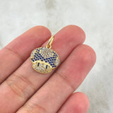 Dije Hongo Animado 2.35gr / 2.2cm / Circones Blancos Negros Y Azules Oro Amarillo 18K